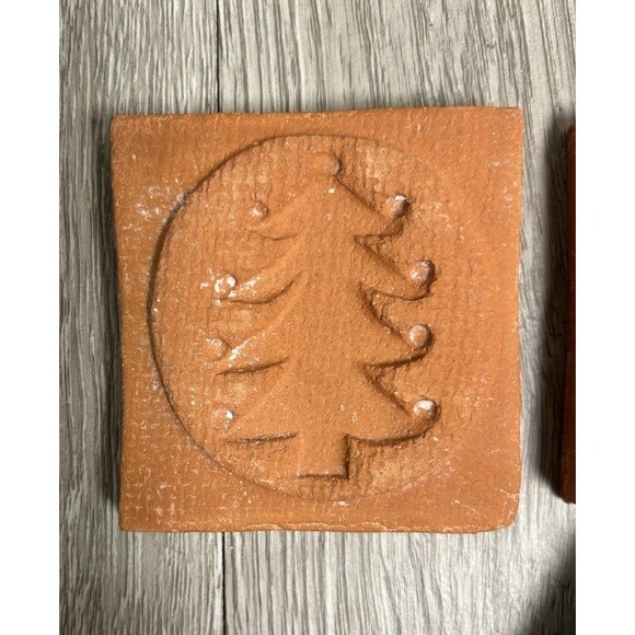 Set Of 3 Vintage Springerle Cookie Molds Christmas Ceramic Terra Cotta + Recipe - Picture 4 of 10